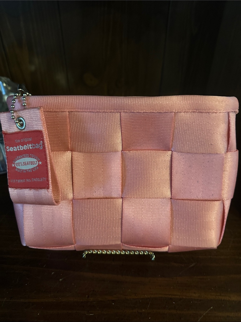 BMW Original seatbelt Pink Woven Clutch